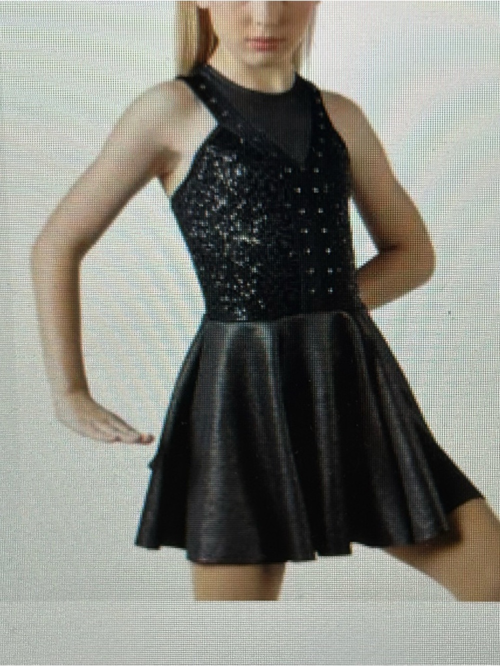 Weissman Dance Dress Costume SA Small Adult Black Studded Sequins Skater Musical - Picture 2 of 16